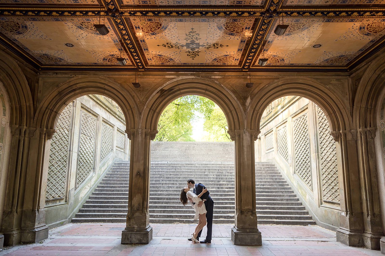 central park engagement photo